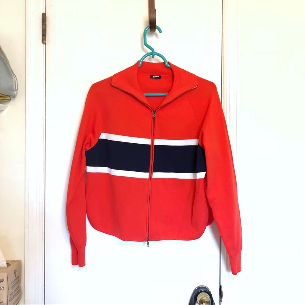 New Jil Sander red zip up jacket
